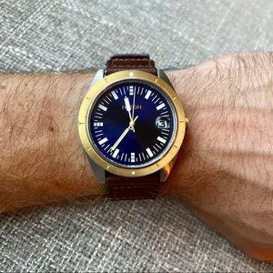 Nixon “The Rover” Gold w/ Navy Canvas & Leather